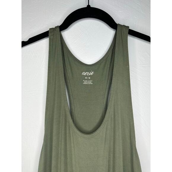 Aerie Jogger Jumpsuit Size Medium Olive Green Sleeveless Tank Comfort One-Piece - Picture 3 of 7